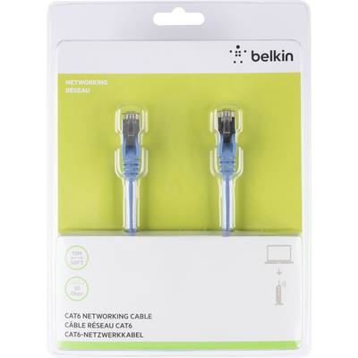Belkin A3L981BT15MBLHS RJ45 Câble réseau, câble patch CAT 6 S/FTP 15.00 m bleu avec cliquet d'encastrement 1 pc(s)