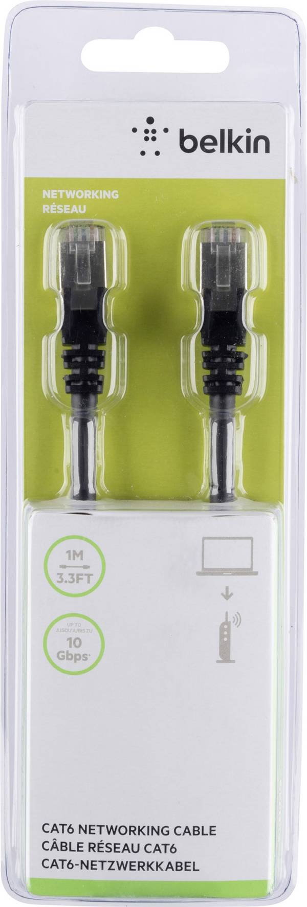 Belkin A3L981BT01MBKHS RJ45 Câble réseau, câble patch CAT 6 S/FTP 1.00 m noir avec cliquet d'encastrement 1 pc(s)