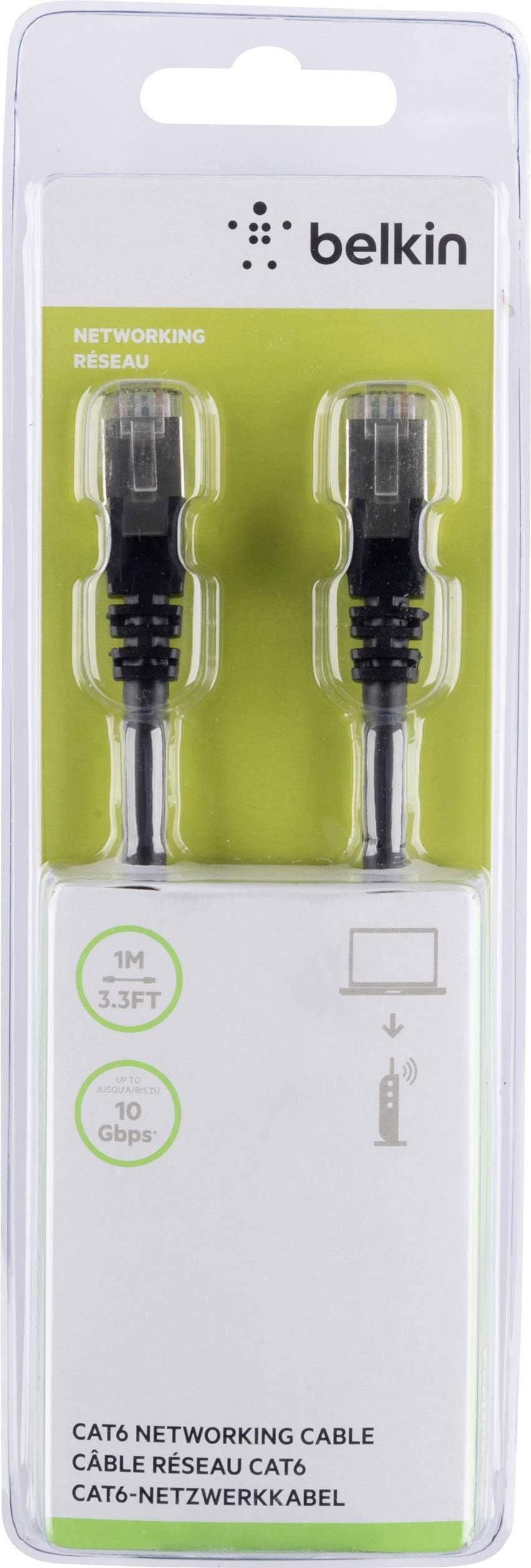 Belkin A3L981BT01MBKHS RJ45 Câble réseau, câble patch CAT 6 S/FTP 1.00 m noir avec cliquet d'encastrement 1 pc(s)-0