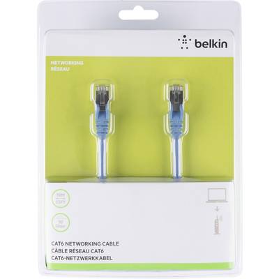 Belkin A3L981BT10MBLHS RJ45 Câble réseau, câble patch CAT 6 S/FTP 10.00 m bleu avec cliquet d'encastrement 1 pc(s)