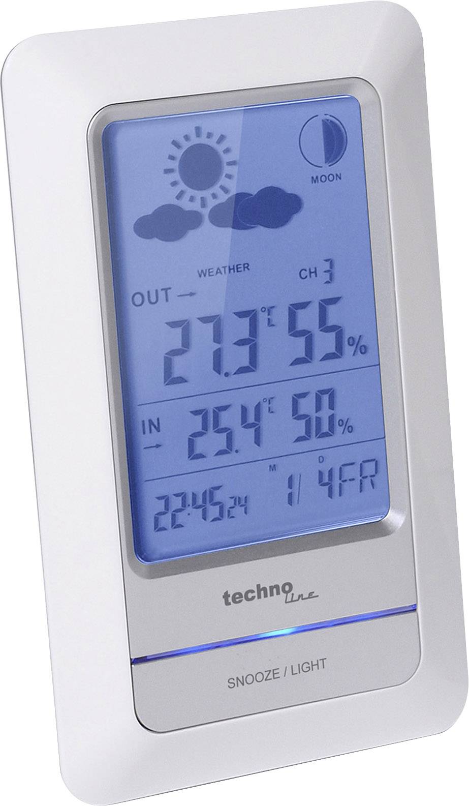 Station météo radiopilotée numérique Techno Line WS 6740 blanc, argent-1