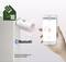 Smartphone affichant une application avec une température ambiante de 21°C ; à côté, un régulateur de chauffage Bluetooth avec une portée de 10m. 'Non compatible avec DANFOSS LINK™'.