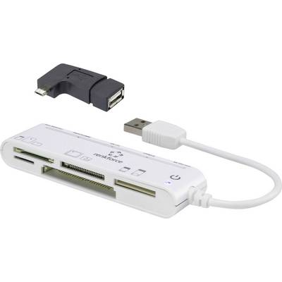 Renkforce CR45e Lecteur de carte mémoire externe USB 2.0, Micro USB blanc-0