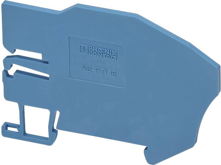 Arrêt d'extrémité bleu pour rails profilés de la marque Phoenix Contact, modèle AB-PTI 16.