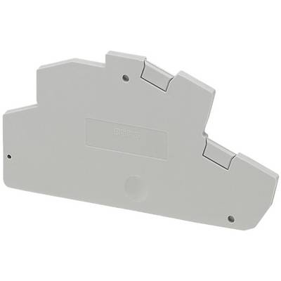 Boîtier en plastique gris de forme irrégulière, probablement une partie d'un appareil électrique ou mécanique.