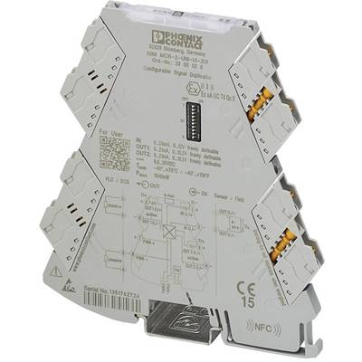 Module électronique de Phoenix Contact, modèle MCR-2-BL-UI-UI-2-6U signale et sépare les signaux d'entrée, configurable via NFC.