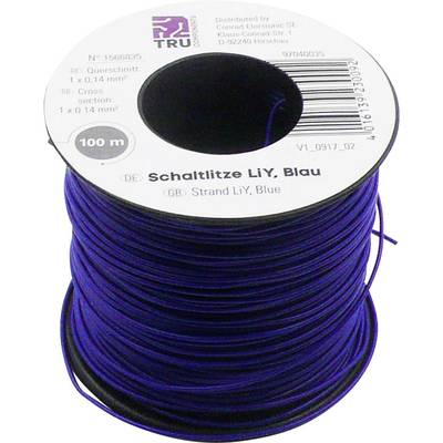 TRU COMPONENTS 1566835 Fil de câblage LiY 1 x 0.14 mm² bleu 100 m