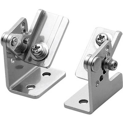 Deux supports d'angle en métal avec des vis pour la fixation sur une surface, adaptés aux connexions stables dans des applications artisanales ou industrielles.