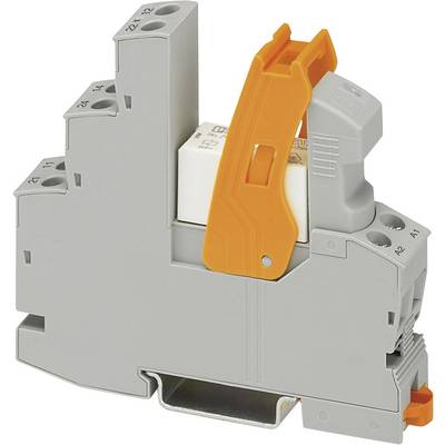 Un relais gris avec un interrupteur orange, utilisé dans des circuits électriques pour des applications de commande.