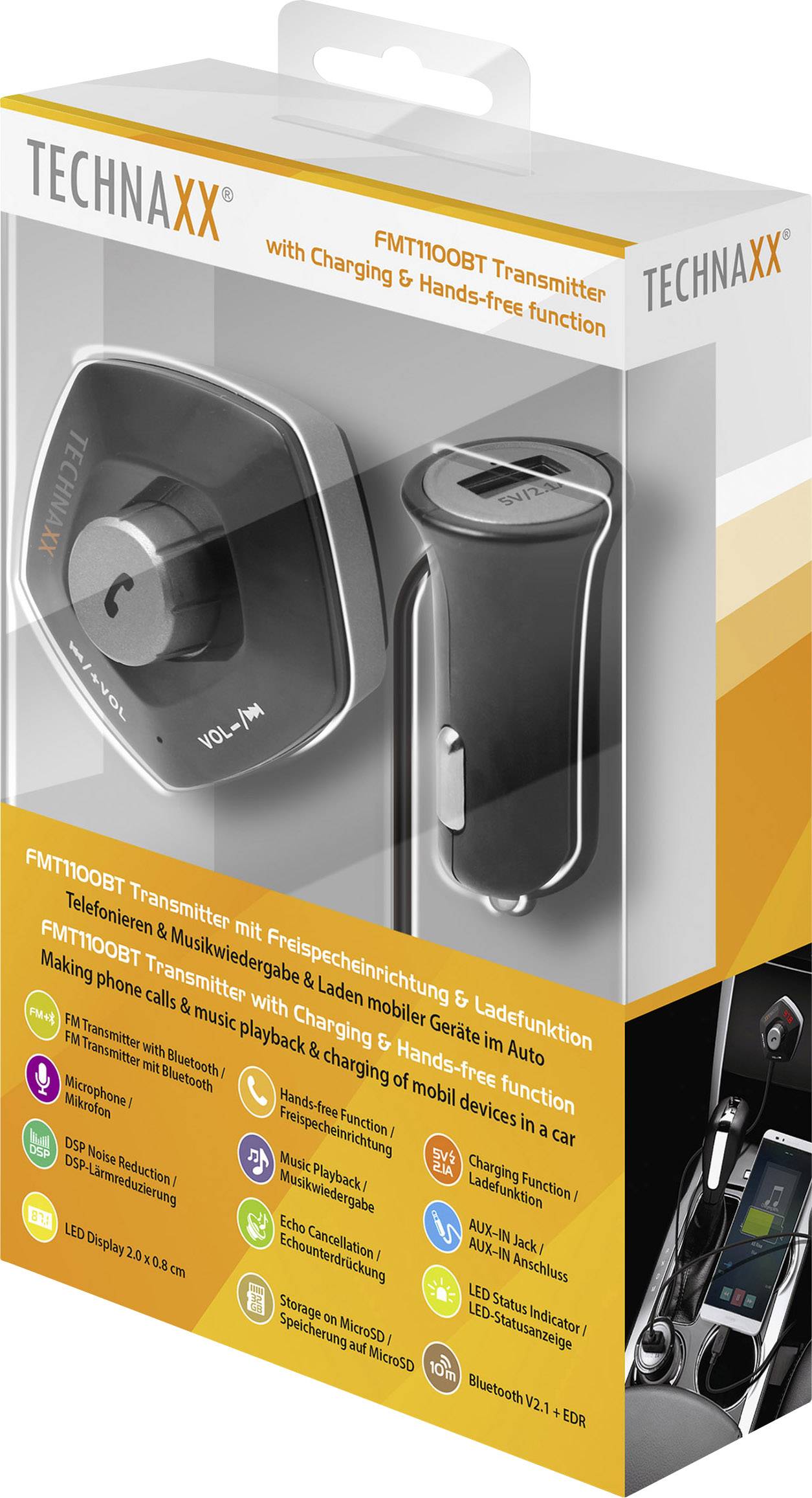 Technaxx FMT1100BT Emetteur FM avec fonction mains-libres, lecteur MP3 intégré-1