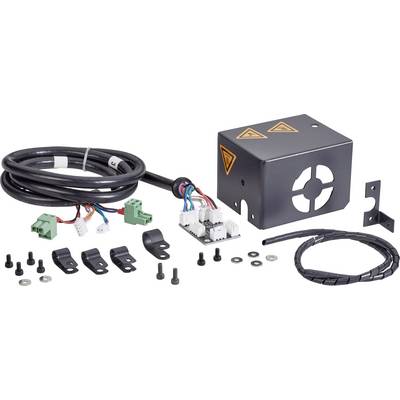 Kit d'installation électrique comprenant des câbles, des connecteurs, des accessoires de montage et un boîtier noir, adapté pour les installations de véhicules ou de machines.