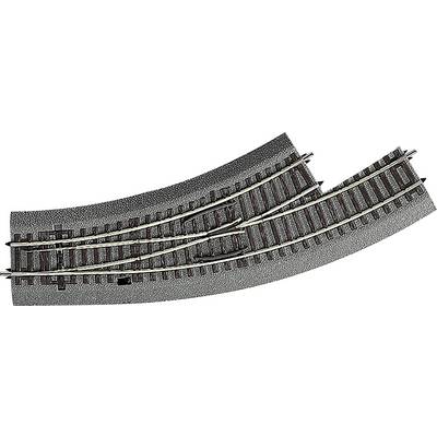 Rails de modèle ferroviaire avec aiguillages en courbe. Convient pour les maquettes ferroviaires, montre le mouvement et la direction.