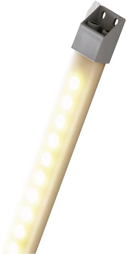 Lampe LED à lumière blanche chaude, socle rectangulaire argenté, adaptée aux installations d'éclairage indirect.