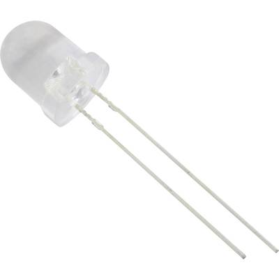 Une LED transparente avec deux longues connexions métalliques. Caractéristique principale : conception compacte et cylindrique.