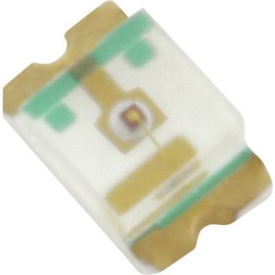 Un petit composant électronique de forme rectangulaire, probablement une puce LED avec un point de contact central et des pistes conductrices.