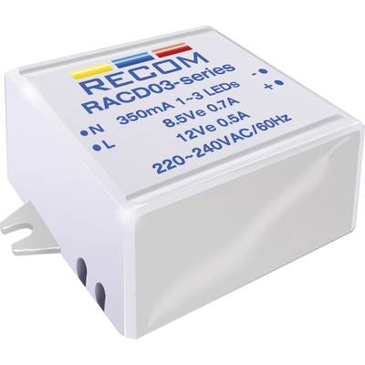 Recom Lighting RACD03-350 Source de courant constant pour LEDs 3 W  350 mA 12 V/DC  Tension de fonctionnement max.: 264 