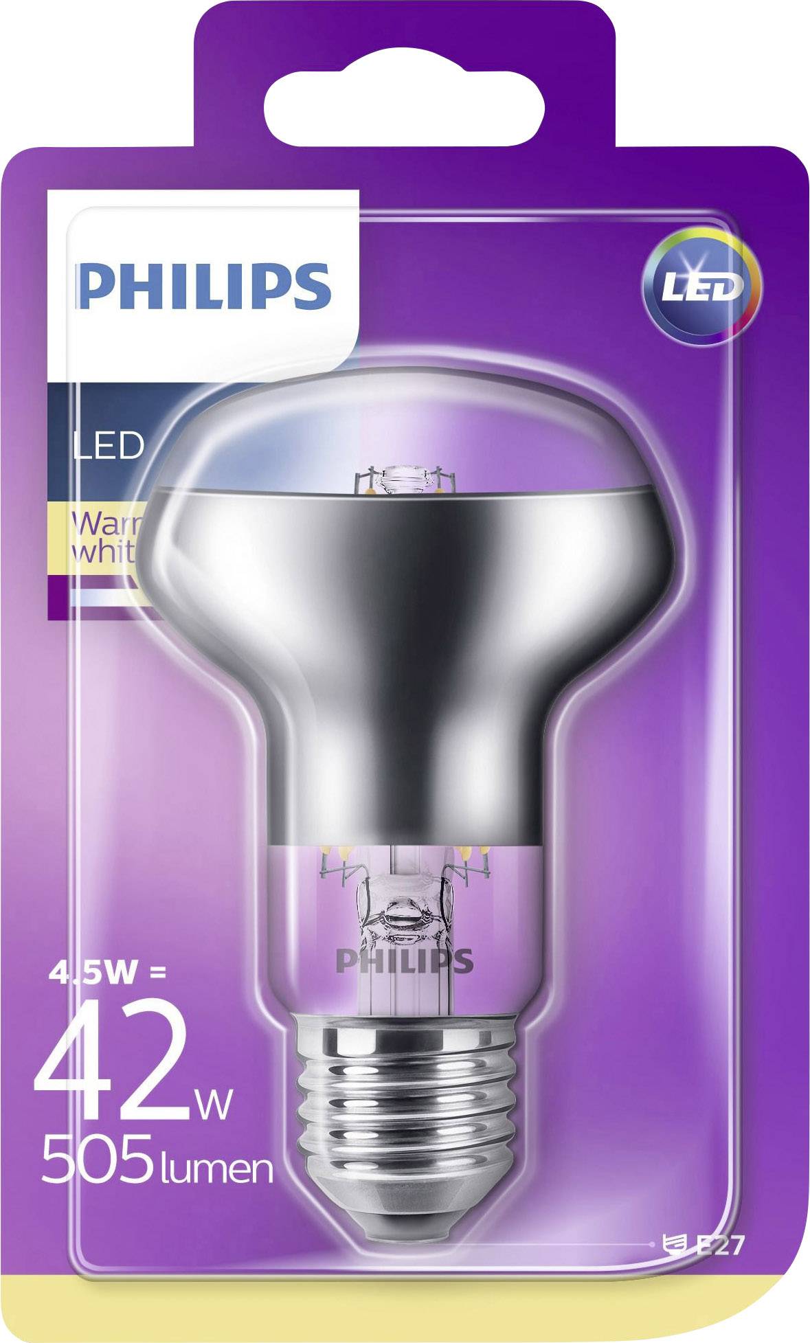 Ampoule LED E27 Philips Lighting 929001316301 4.5 W = 42 W blanc chaud