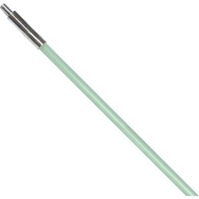 Une longue, fine tige en plastique turquoise avec un filetage métallique à une extrémité.
