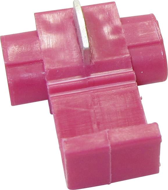 Connecteur de câble rose, adapté pour relier des câbles électriques sans soudure. Contient du métal pour un contact conducteur.
