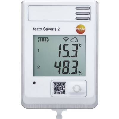 Thermomètre et hygromètre numérique avec affichage, indique une température de 15,3°C et une humidité de 48,3%. Marque 'testo Saveris 2'.