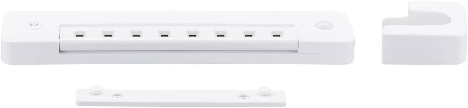 Verrou de sécurité blanc pour fenêtre ou porte avec plusieurs fentes, support séparé et plaque de fixation.