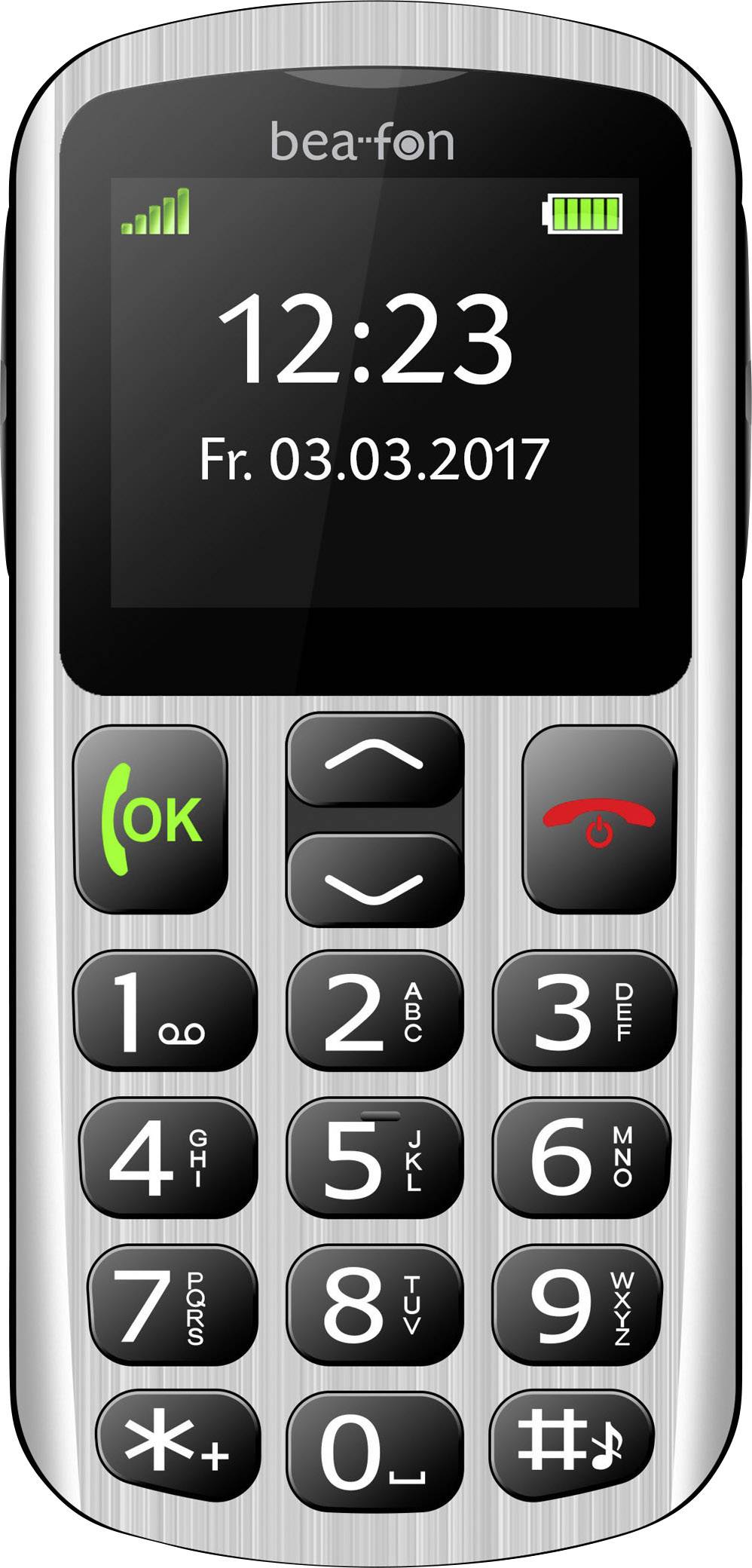 beafon SL250 Téléphone portable pour séniors avec station de charge, Touche SOS argent-noir-2