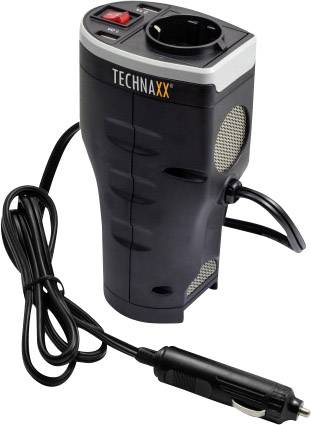 Adaptateur noir pour voiture avec câble et fiche secteur, adapté à la prise de courant de la voiture. Idéal pour charger des appareils pendant les déplacements.