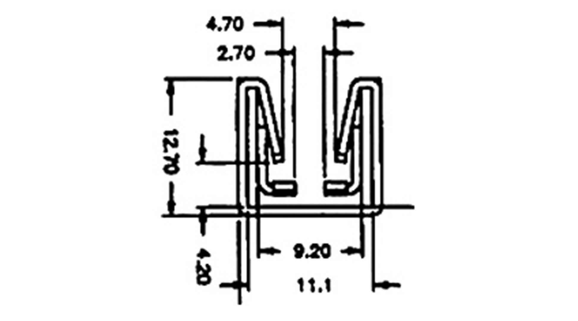 Dessin technique d'un profil avec dimensions : hauteur totale 12,40 mm, largeur 11,1 mm, intérieur 9,20 mm, épaisseurs de paroi variables.