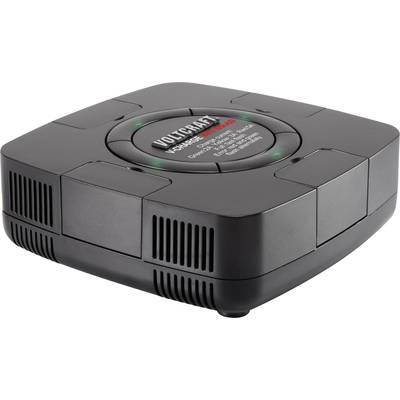 Un chargeur noir portant l'inscription 'Voltcraft Charge Manager 410'. Des fentes de ventilation sont visibles sur les côtés.