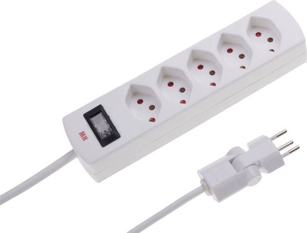 Bloc multiprise avec interrupteur Max Hauri 114967 x5 blanc  1 pc(s)