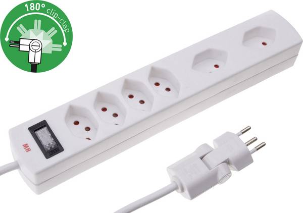Bloc multiprise avec interrupteur Max Hauri 114975 x6 blanc  1 pc(s)