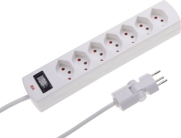 Bloc multiprise avec interrupteur Max Hauri 114970 x7 blanc  1 pc(s)