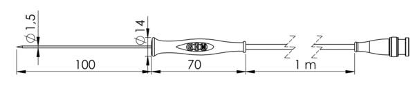 Greisinger GF 1T-E1.5 Sonde à piquer  -70 à 250 °C  sonde Pt1000