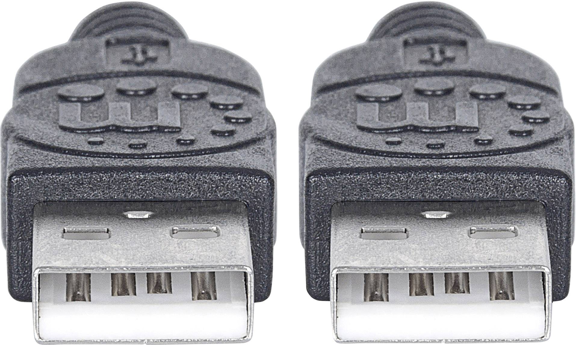 Manhattan Câble USB USB 2.0 USB-A mâle, USB-A mâle 3.00 m noir feuille de blindage, certifié UL, contacts dorés 353915-2