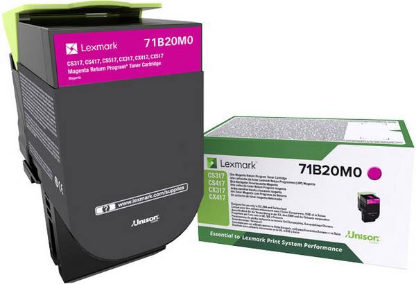 Lexmark Toner de retour CS317 CS417 CS517 CX317 CX417 CX517 71B20M0 d'origine magenta 2300 pages
