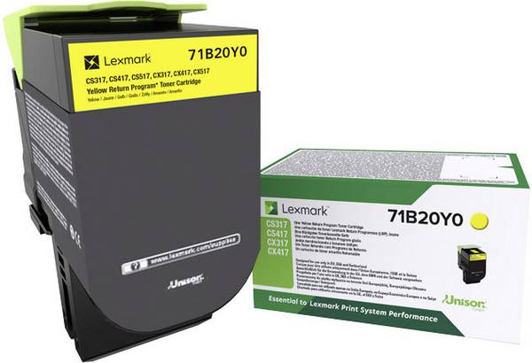 Lexmark Retour de toner CS317 CS417 CS517 CX317 CX417 CX517 d'origine  jaune 2300 pages 71B20Y0