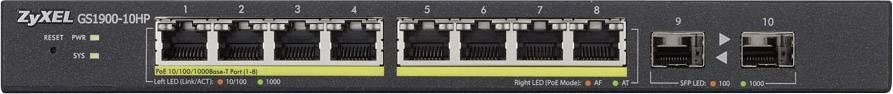 ZyXEL GS1900-10HP-EU0101F 10x GE GS1900-10HP 8x PoE Ports, 2x SFP Switch réseau 10 ports-1
