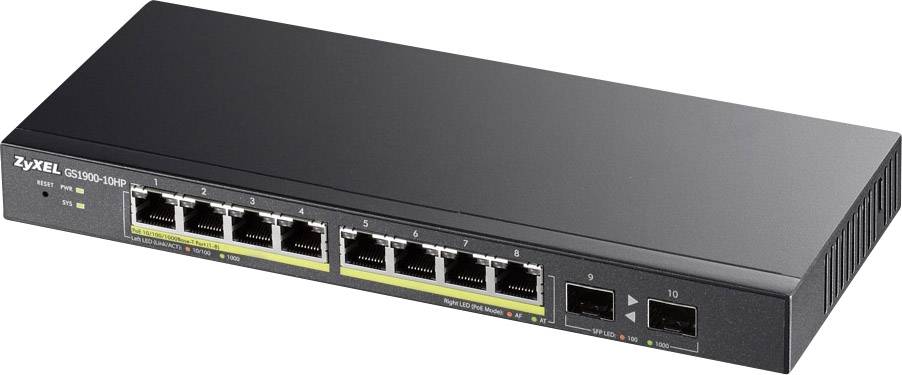ZyXEL GS1900-10HP-EU0101F 10x GE GS1900-10HP 8x PoE Ports, 2x SFP Switch réseau 10 ports-0