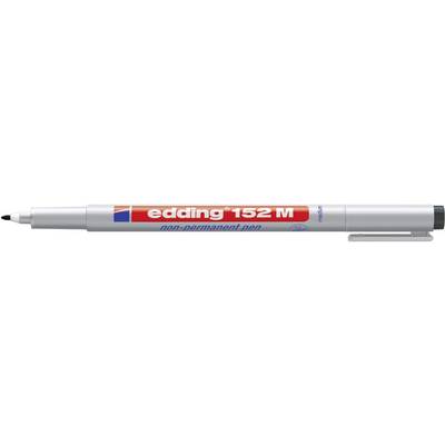Marqueur gris pour tableau blanc avec étiquette rouge 'edding 152 M stylo non-permanent' en bleu. Capuchon placé à l'extrémité.