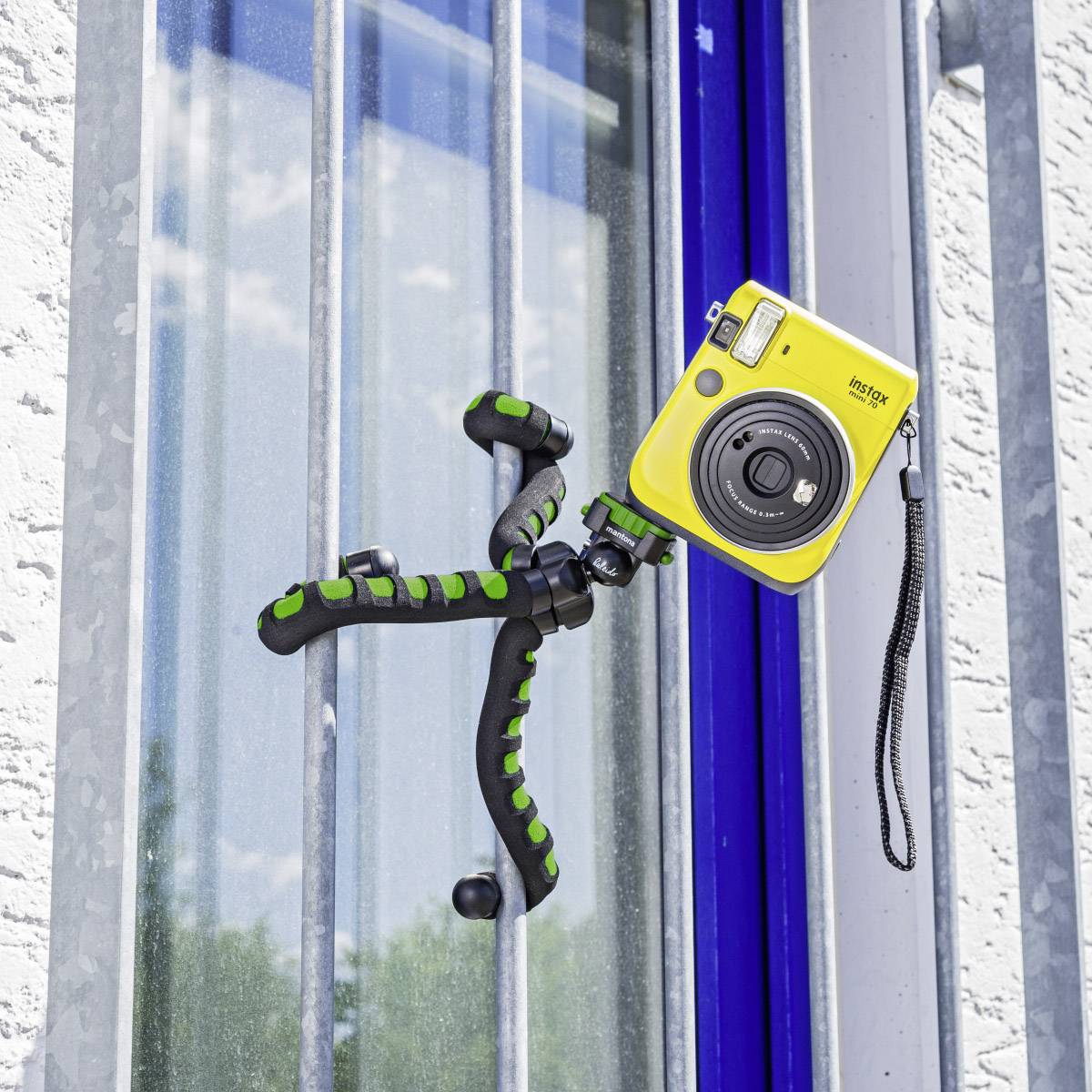 Mantona Flex Trépied spécial 1/4 pouce Hauteur de travail=10 - 27 cm vert pour smartphones et GoPro-6