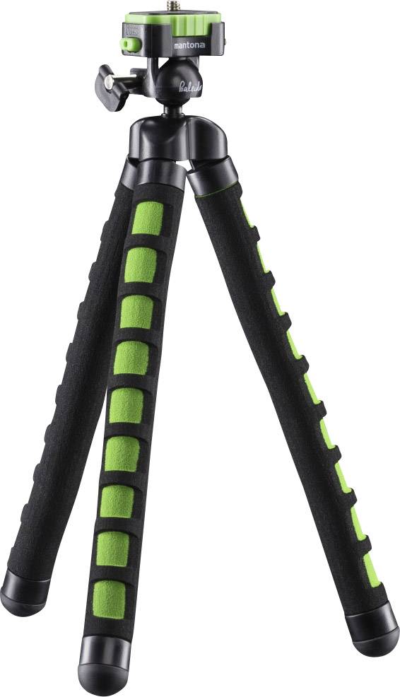 Mantona Flex Trépied spécial 1/4 pouce Hauteur de travail=10 - 27 cm vert pour smartphones et GoPro-0