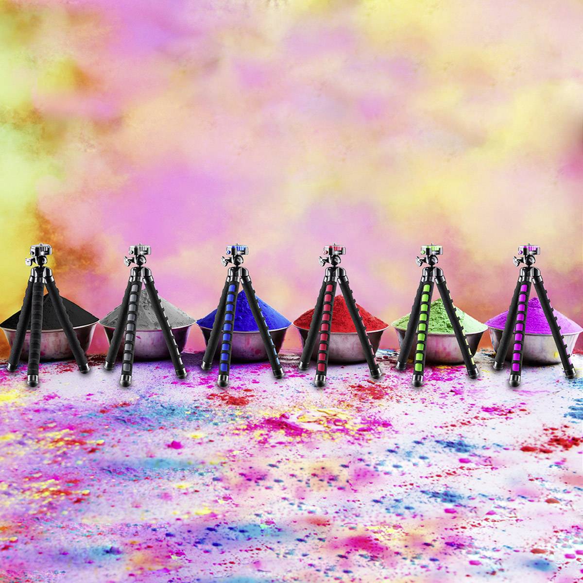 Mantona Flex Trépied spécial 1/4 pouce Hauteur de travail=10 - 27 cm rouge pour smartphones et GoPro-3