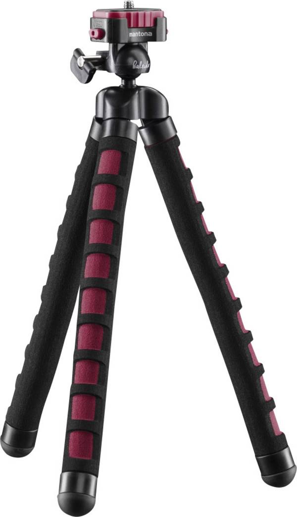 Mantona Flex Trépied spécial 1/4 pouce Hauteur de travail=10 - 27 cm rouge pour smartphones et GoPro