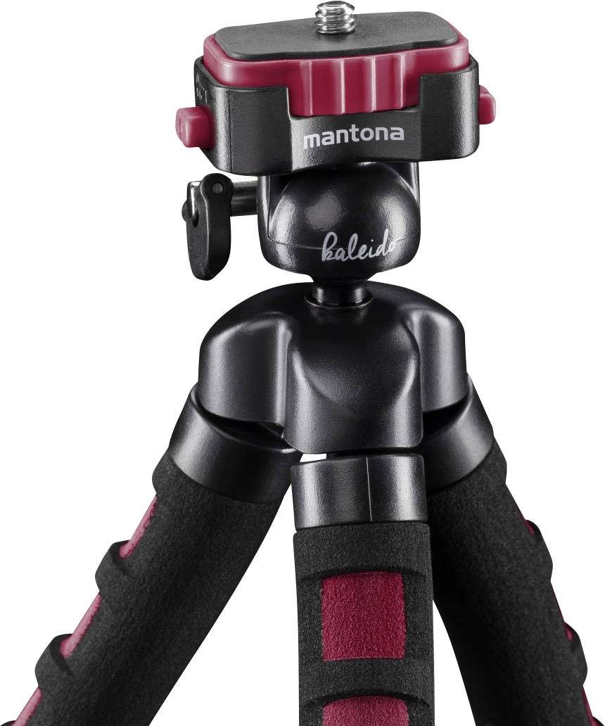 Mantona Flex Trépied spécial 1/4 pouce Hauteur de travail=10 - 27 cm rouge pour smartphones et GoPro-1