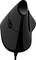 Souris d'ordinateur noire verticale avec design ergonomique, connexion filaire, deux boutons et une molette de défilement sur le côté.