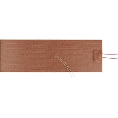 Coussin chauffant rouge avec deux fils ressortant à droite.