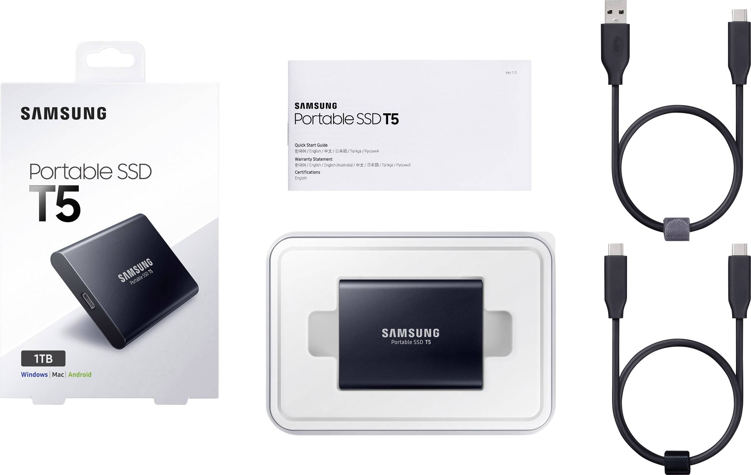 Disque dur externe SSD Samsung Portable T5 1 TB noir profond USB-C® (USB 3.2 Gen 2)-3