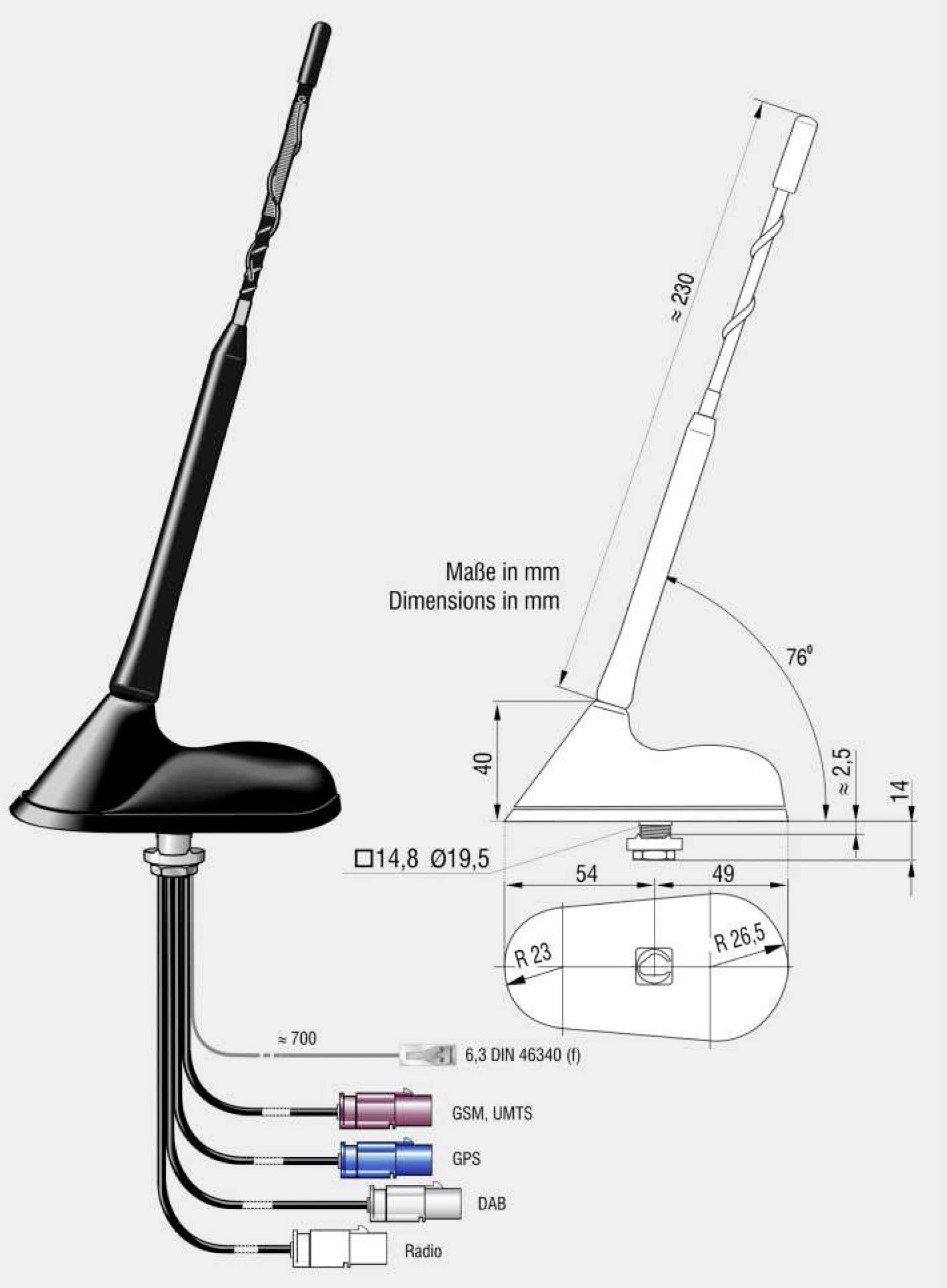 Antenne De Toit DAB Blaupunkt DAB A GSM GPS A 2006017376603 1 Pc S Conrad Fr