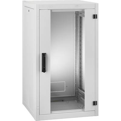 Armoire serveur grise avec porte vitrée, présentée ouverte. Adaptée pour accueillir des équipements informatiques dans un environnement de bureau ou de centre de données.
