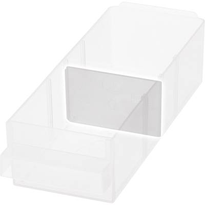 Un récipient transparent en forme de rectangle avec des parois latérales surélevées, idéal pour ranger de petits objets.